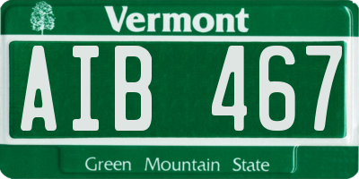 VT license plate AIB467