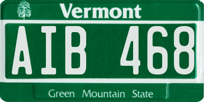 VT license plate AIB468