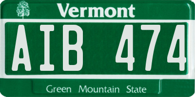 VT license plate AIB474