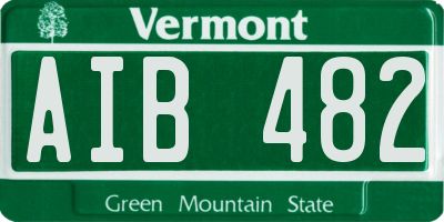 VT license plate AIB482