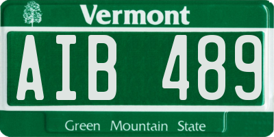 VT license plate AIB489