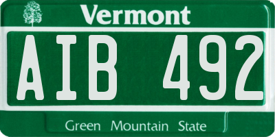 VT license plate AIB492