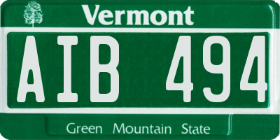 VT license plate AIB494