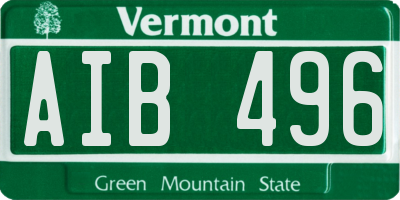 VT license plate AIB496