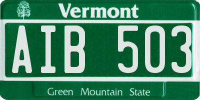 VT license plate AIB503