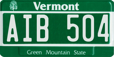 VT license plate AIB504