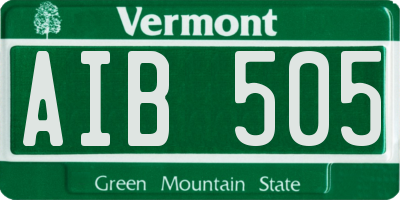 VT license plate AIB505