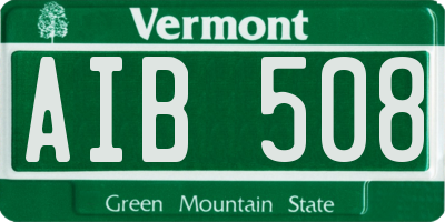 VT license plate AIB508