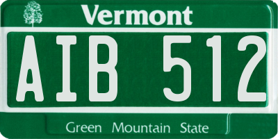 VT license plate AIB512