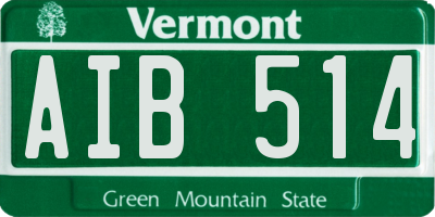 VT license plate AIB514
