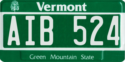 VT license plate AIB524