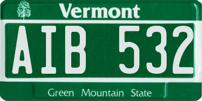 VT license plate AIB532