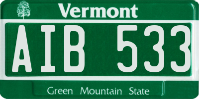 VT license plate AIB533