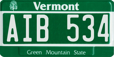 VT license plate AIB534