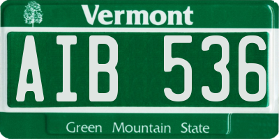 VT license plate AIB536