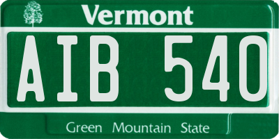 VT license plate AIB540