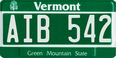 VT license plate AIB542