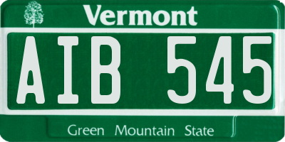 VT license plate AIB545
