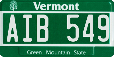 VT license plate AIB549