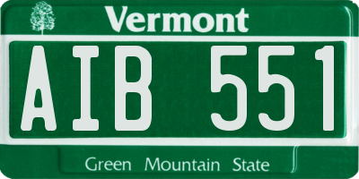 VT license plate AIB551