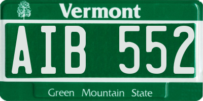 VT license plate AIB552