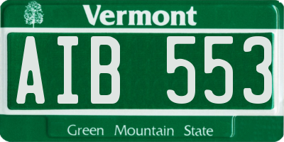 VT license plate AIB553