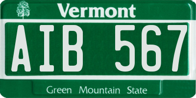 VT license plate AIB567