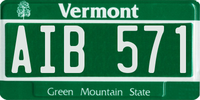 VT license plate AIB571