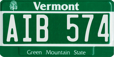VT license plate AIB574