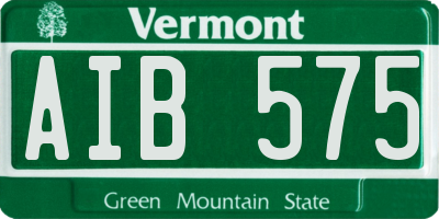 VT license plate AIB575