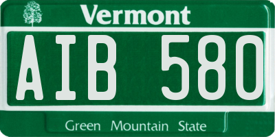 VT license plate AIB580