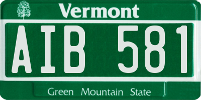 VT license plate AIB581