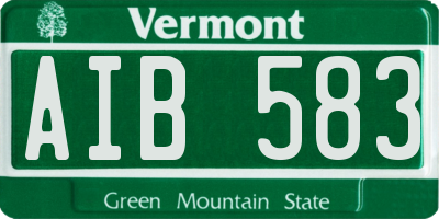 VT license plate AIB583