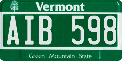 VT license plate AIB598