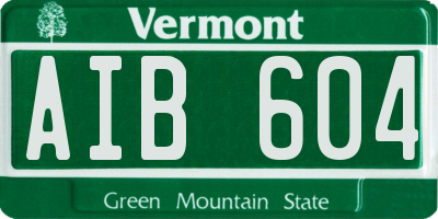 VT license plate AIB604