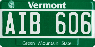 VT license plate AIB606