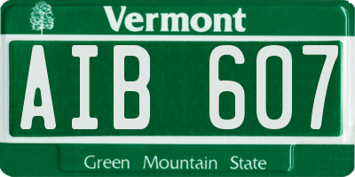 VT license plate AIB607