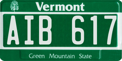 VT license plate AIB617