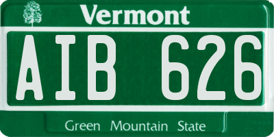 VT license plate AIB626