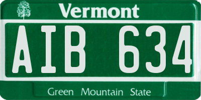 VT license plate AIB634