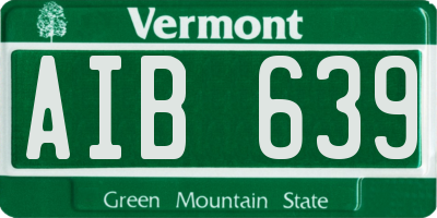 VT license plate AIB639