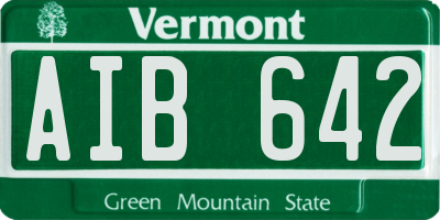 VT license plate AIB642