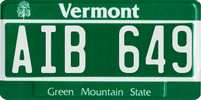 VT license plate AIB649