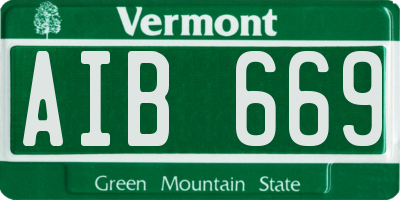VT license plate AIB669