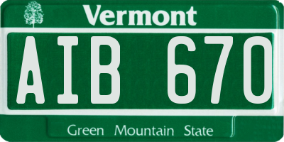 VT license plate AIB670