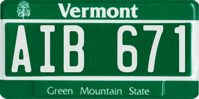 VT license plate AIB671