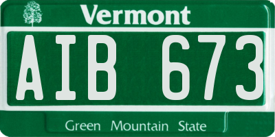 VT license plate AIB673