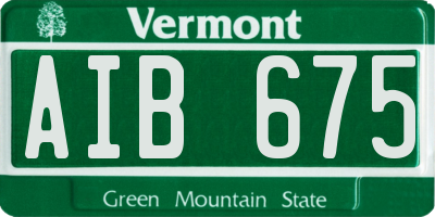 VT license plate AIB675