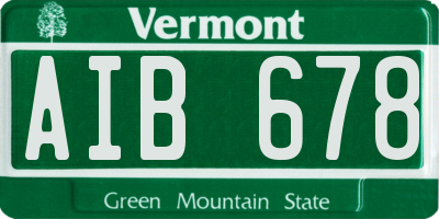 VT license plate AIB678