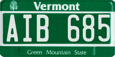 VT license plate AIB685